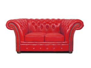 Chesterfield Sofa Winfield Basic Leder 2-Sitzer Rot