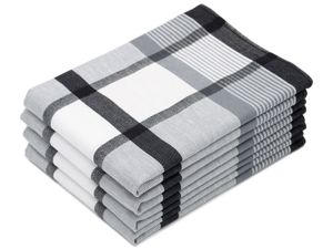 4er Set Geschirrtücher Baumwolle, 50x70 cm, schwarz-kariert