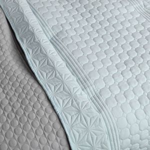 HOMELEVEL Tagesdecke Bett & Sofaüberwurf Bettüberwurf Sofa Tages Decken Betthusse XXL Decke Überwurf (170cm x 220cm, Mint/Grau gemustert)