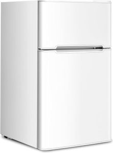 GOPLUS 90L Kühlschrank, Mini-Kühlschrank mit Gefrierschrank & einstellbarem Thermostat, Kühl-Gefrier-Kombination für Zuhause, Büro & Wohnung (Weiß)