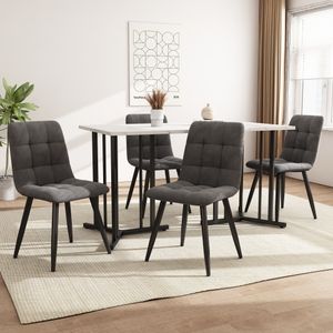 MODFU Esszimmer Essgruppe (5-tlg), Esstisch und 4 Stühlen für 4 Personen, Esszimmertisch Rechteckig Esstisch Küchentisch mit Esszimmerstühle für Zuhause, Schlafzimmer, Wohnzimmer, Flur, Grau&Schwarz MODFU Esszimmer Essgruppe (5-tlg), Esstisch und 4 Stühlen für 4 Personen, Esszimmertisch Rechteckig Esstisch Küchentisch mit Esszimmerstühle für Zuhause, Schlafzimmer, Wohnzimmer, Flur, Grau&Schwarz