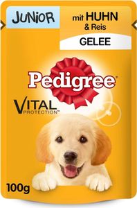 Pedigree Junior - Nassfutter für Welpen mit Huhn und Reis, Beutel 24x100g