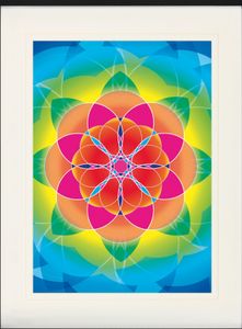Mandalas Gerahmtes Bild Mit Edlem Passepartout | Wand-Bilder | Im Bilderrahmen - Blume Des Lebens, Regenbogen (80 x 60 cm)