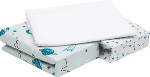 FlyIdeas Spannbettlaken 60x120 cm fur Babybett, 3 Stk. - 2 Spannbettlaken + 1 Wasserfester Matratzenschoner, 100% Reine und Sanft Baumwolle
