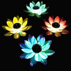 4 Stück 28cm Schwimmende LED Lotus Licht Solar Poolbeleuchtung Lotusblumen-Licht Garten Lotuslampe Teichbeleuchtung