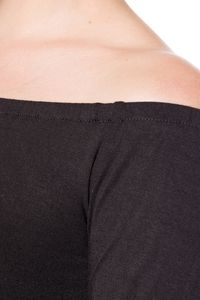 Belsira Damen schulterfreies Retro-Shirt Bluse Oberteil Shirt, langarm, Größe:S, Farbe:Schwarz