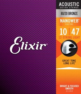 Elixir 11152 Nanoweb 12 10-47 Struny pre akustickú gitaru
