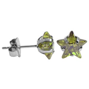 1 Paar Ohrstecker 316L Chirurgenstahl mit Glaskristall Stern Größe - 8 mm Farbe - Grün Ohrschmuck Ohrringe Ohrhänger