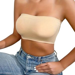 Podprsenka bandeau bez ramínek, bandeau top pro ženy, dámská podprsenka s ramínky a bez ramínek z polyamidu - STRAPIES Beige S