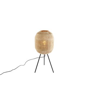 QAZQA - Orientalisch Orientalische Tischlampe schwarz mit Seil - Riki I Wohnzimmer I Schlafzimmer - Rund - LED geeignet E27