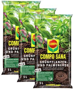 Grünpflanzen- und Palmenerde 3 x 5 Liter Compo