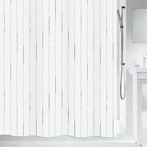 Spirella Anti-Schimmel Duschvorhang - Anti-Bakteriell, waschbar, wasserdicht - Polyester, "Alina" 180x200 cm weiß/grau gestreift