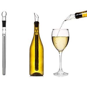 Weinkühler, 3-in-1-Weinflaschenkühler aus Edelstahl - Schneller eisloser Weinkühlstab mit Belüfter und Ausgießer