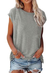 Damen Blusen Sommer Shirts Soft T-Shirt Rundhals Pullover Elegant Tshirts Oberteile Grau,Größe M