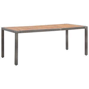 vidaXL Záhradný stôl sivý 190x90x75 cm Polyratan a masívne drevo z akácie