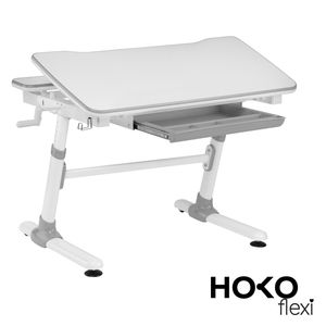 HOKO® Ergo-Study-Table COMPAKT. Manuell höhenverstellbar Kinderschreibtisch mit Verstellbarer Tischplatte, Weiß. Ergonomisches Sitzen für Kinder. JOJO HOKO® Ergo-Study-Table COMPAKT. Manuell höhenverstellbar Kinderschreibtisch mit Verstellbarer Tischplatte, Weiß. Ergonomisches Sitzen für Kinder. JOJO