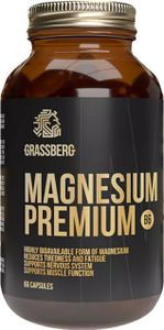 Grassberg Magnesium Premium B6 60 kapsułek / Magnez (magnesium) / Cytrynian magnezu wzbogacony witaminą B6