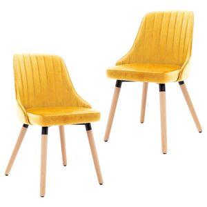 323059  Dining Chairs 2 pcs Yellow Velvet
