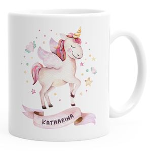 personalisierte Kaffee-Tasse mit Namen und Einhorn Namenstasse persönliche Geschenke für Einhornfans SpecialMe® weiß Keramik-Tasse