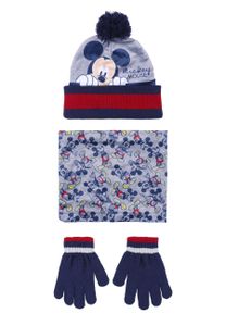 Mickey Mouse Mütze, Schal und Handschuhe Kinder Jungen Winter-Set, Größe:One Size