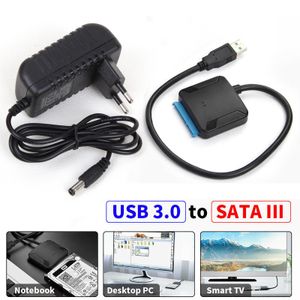 USB 3.0 zu SATA Adapter für 2.5" 3.5" Festplatte Kabel SDD HDD Konverter Schwarz