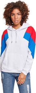 Urban Classics Damen Hoodie Ladies Oversize 3-Tone Block Hoody White/Firered/Brightblue-S Urban Classics Damen Hoodie Ladies Oversize 3-Tone Block Hoody White/Firered/Brightblue-S