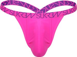 Sukrew - Pánske tangá - Bubble Thong Shocking Pink - Ružová - 1 x Veľkosť XL