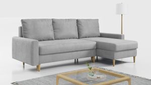 Ecksofa LANG - L-form Sofa Mit Schlaffunktion - Wohnlandschaft 220cm - Wohnzimmer L Couch – Grau