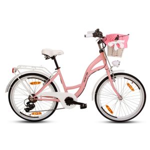 Goetze Mood 24 Zoll Mädchenfahrrad, 6-Gang, V-Bremse, LED, Korb mit Bezug