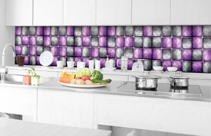 Küchenrückwand Folie selbstklebend METALLFLIESEN 350 x 60 cm - Klebefolie - Dekofolie - Spritzschutz für Küche -