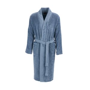 AYMANDO Bademantel Scheich Collection aus 100% ägyptischer Baumwolle mit gewebten Logo für Damen und Herren, Farbe Light Blue, Größe L