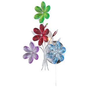 Wandleuchte, Kristall, Blumen, bunt, Zugschalter, H 33 cm