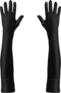 Oblique Unique Damen Handschuhe Lang schwarz Handschuh für Hochzeit Fasching Karneval Motto Party Kostüm Accessoire für Halloween