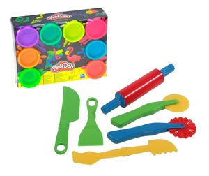 Play-Doh 8er Pack Neon Knete mit Knetwerkzeug Knetmesser Modellierwerkzeug im Set