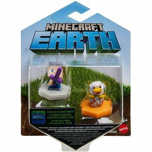 MATTEL GKT42 Minecraft Earth Boost Mini-Figuren 2er-Pack Attacking Steve und Spawning Chicken