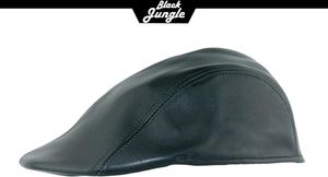 Black Jungle DOBBYN  Schirmmütze Cap Schiebermütze Flatcap Ledermütze Mütze Ledercap Flat caps Schwarz M (57-58 cm)