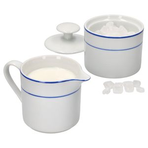 Basic Blue Snap 2tlg. Set Milchkännchen & Zucker-Dose + Deckel weiß Porzellan