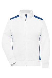 Sweat-Jacke mit Stehkragen und Kontrasteinsätzen white/royal, Gr. L