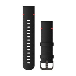 Garmin - Wymienna opaska na nadgarstek - Wymienna opaska na nadgarstek 22 mm, skórzana, czarna z szarymi przeszyciami - 010-12932-25