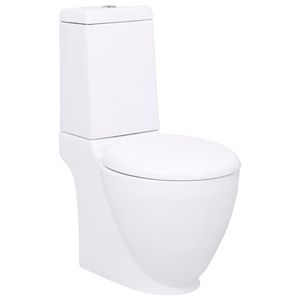 vidaXL WC Keramická toaleta Kúpeľňa Okrúhly vertikálny vývod Biela