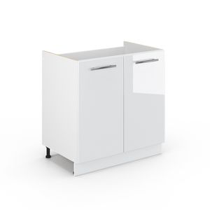 Vicco Spülenunterschrank Fame-Line, 80 cm ohne Arbeitsplatte, Weiß Hochglanz/Weiß