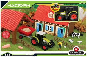 Kinder Spielzeug Farm Set Bauernhof Claas Trecker Traktor Anhänger Tiere Zaun