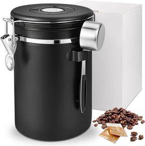 Kaffeedose, 1,8L Kaffeedose Luftdicht, Kaffeebehälter Edelstahl mit Auslassventil, Aromadose Vorratsdose Kaffeebehälter mit Löffel, Schwarz Kaffeedose, 1,8L Kaffeedose Luftdicht, Kaffeebehälter Edelstahl mit Auslassventil, Aromadose Vorratsdose Kaffeebehälter mit Löffel, Schwarz