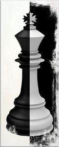 Wallario Kunstdrucke Wandbilder Holz in : Brillante Farben, Größe 50 x 125 cm Motiv Schachfigur schwarz-weiß
