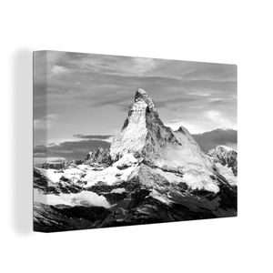 OneMillionCanvasses® - Leinwandbilder - 120x80 cm, Wolken über dem Matterhorn in der Schweiz - schwarz und weiß, Wandbilder Kunstdruck Wanddekoration - Wanddekorationen - Wohnzimmer