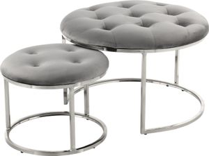 Hocker Dorothee 800 2er-Set Grau / Silber