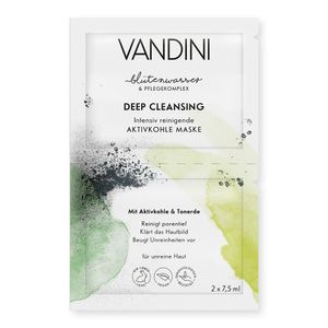 VANDINI reinigende Gesichtsmaske mit Aktivkohle & Tonerde - Deep Cleansing Reinigungsmaske für unreine Haut 2x 7,5 ml