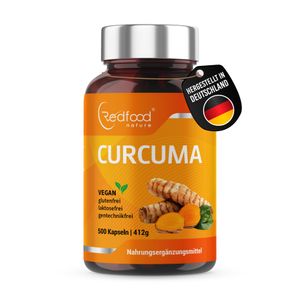 CURCUMA, 500 hochdosierte Kurkuma Kapseln, mit Piperin, sehr gute Bioverfügbarkeit