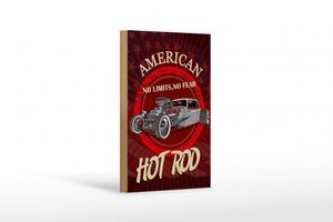 Holzschild American 12x18 cm hot rod Auto no limits no fear  Schild wooden sign