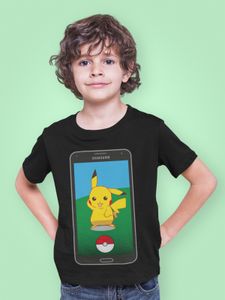 Pokemon Mobilní telefon Pikachu Pika Pokeball Organické dětské tričko Komiksové tričko Děti Anime